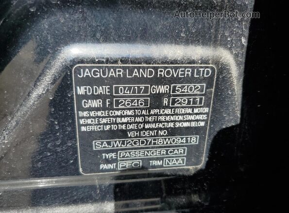 SAJWJ2GD7H8W09418 2017 JAGUAR XJL Black Вид підкапотного простору