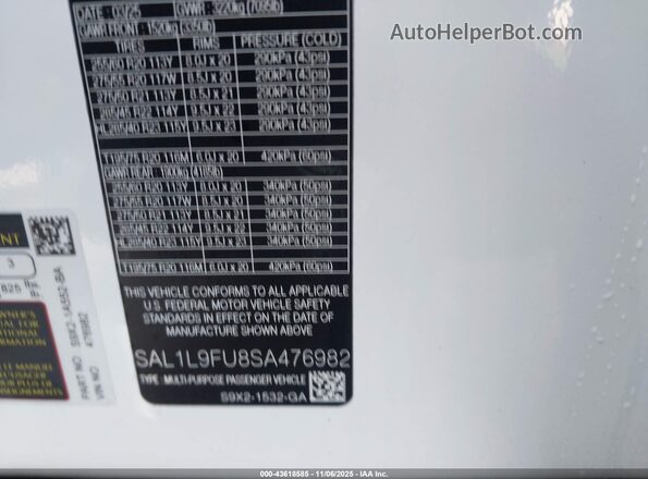 SAL1L9FU8SA476982 2025 LAND ROVER RANGE ROVER SPORT White Вид підкапотного простору
