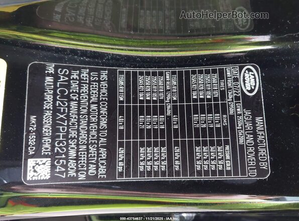 SALCJ2FX7PH321547 2023 LAND ROVER DISCOVERY SPORT Черный Вид подкапотного пространства