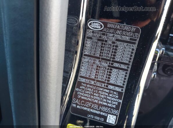 SALCJ2FX8LH865386 2020 LAND ROVER DISCOVERY SPORT Black ძრავის განყოფილების ხედი