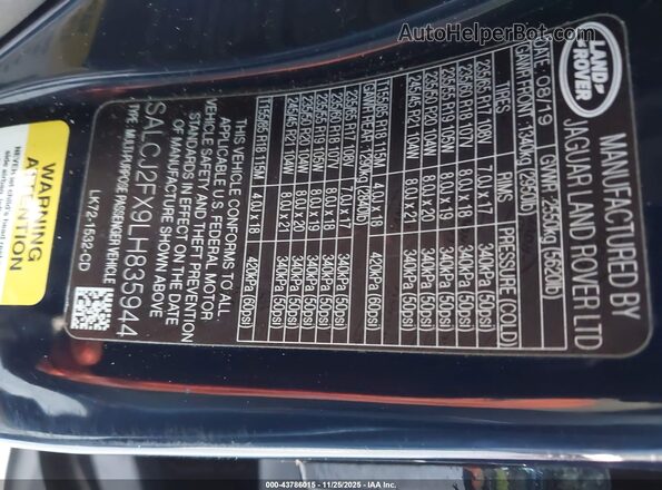 SALCJ2FX9LH835944 2020 LAND ROVER DISCOVERY SPORT Dark Blue Engine compartment view