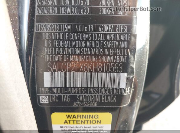 SALCP2FX8KH810563 2019 LAND ROVER DISCOVERY SPORT Black Engine compartment view