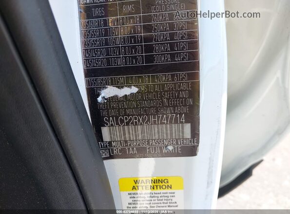 SALCP2RX2JH747714 2018 LAND ROVER DISCOVERY SPORT White Engine compartment view