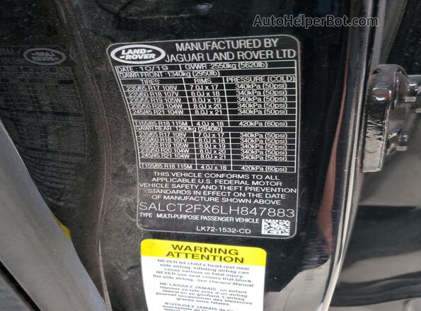 SALCT2FX6LH847883 2020 LAND ROVER DISCOVERY Black 