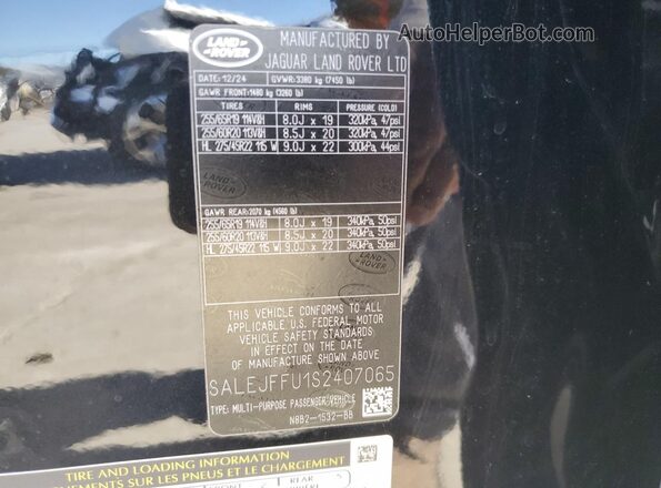 SALEJFFU1S2407065 2025 LAND ROVER DEFENDER Black Вид наклейки з VIN-кодом