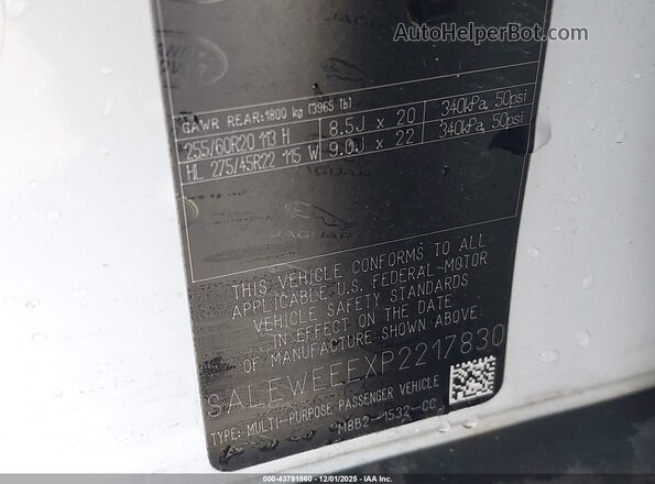 SALEWEEEXP2217830 2023 LAND ROVER DEFENDER White Vista del compartimento del motor
