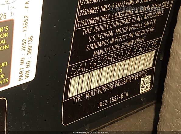 SALGS2RE0JA390735 2018 LAND ROVER RANGE ROVER Зеленый Вид подкапотного пространства