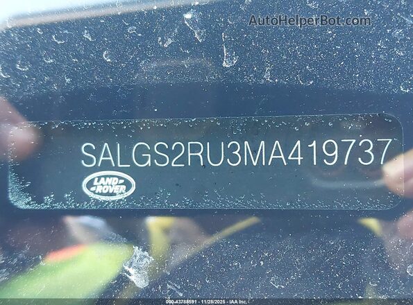 SALGS2RU3MA419737 2021 LAND ROVER RANGE ROVER White Vista del compartimento del motor