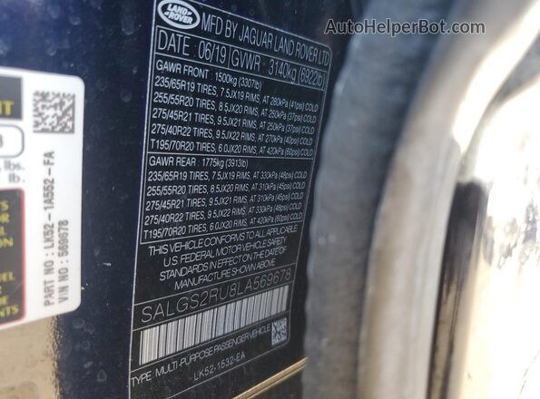 SALGS2RU8LA569678 2020 LAND ROVER RANGE Blue სალონის 360-გრადუსიანი ხედი