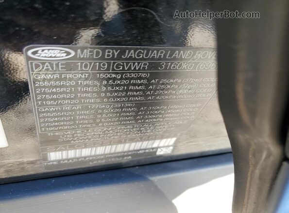 SALGS2SE1LA585711 2020 LAND ROVER RANGE Black VIN կոդի պիտակի տեսք