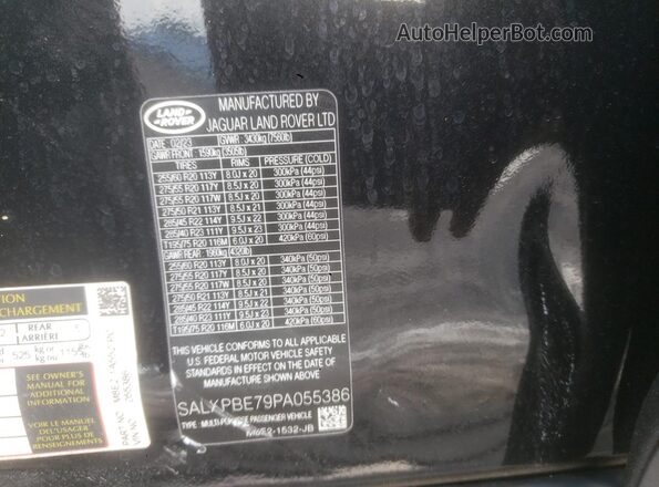 SALKPBE79PA055386 2023 LAND ROVER RANGE Black VIN կոդի պիտակի տեսք