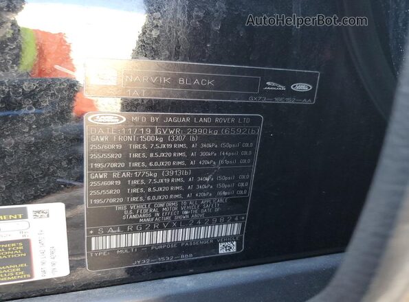 SALRG2RVXL2429824 2020 LAND ROVER DISCOVERY Black VIN sticker view