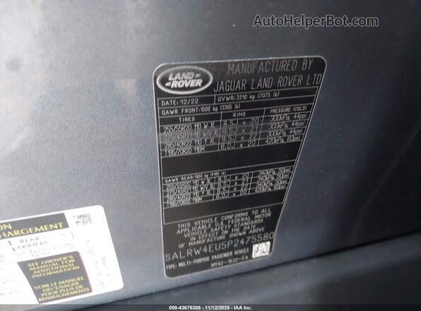 SALRW4EU5P2475580 2023 LAND ROVER DISCOVERY Gray Вид підкапотного простору