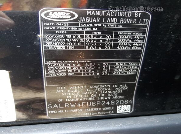 SALRW4EU6P2482084 2023 LAND ROVER DISCOVERY Black სალონის 360-გრადუსიანი ხედი