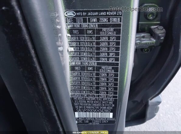 SALVP2RX5KH342862 2019 LAND ROVER RANGE ROVER EVOQUE Gray Շարժիչի բաժամունքի տեսք