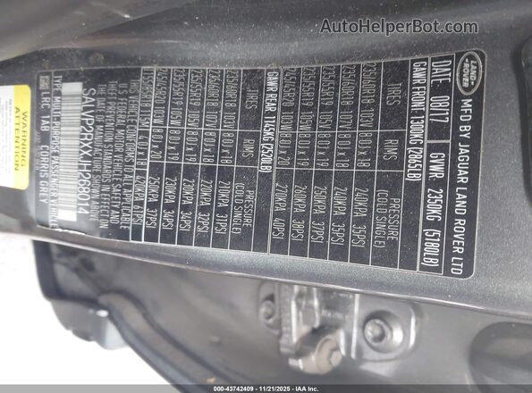 SALVP2RXXJH268014 2018 LAND ROVER RANGE ROVER EVOQUE Gray Vista del compartimento del motor