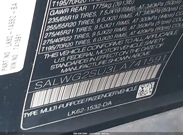 SALWG2SU3LA741591 2020 LAND ROVER RANGE ROVER SPORT Black Շարժիչի բաժամունքի տեսք