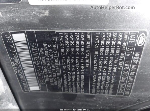 SALWR2FV7HA671033 2017 LAND ROVER RANGE ROVER SPORT Gray Vista del compartimento del motor