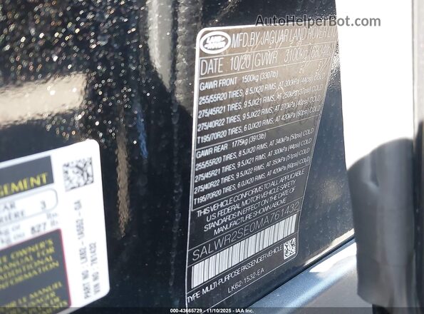 SALWR2SE0MA761432 2021 LAND ROVER RANGE ROVER SPORT Черный Вид подкапотного пространства