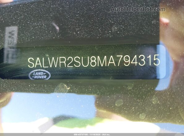 SALWR2SU8MA794315 2021 LAND ROVER RANGE ROVER SPORT Black 