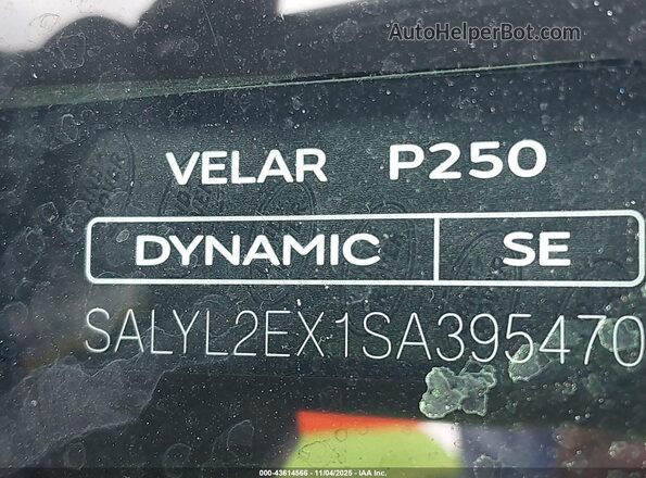 SALYL2EX1SA395470 2025 LAND ROVER RANGE ROVER VELAR Черный Вид подкапотного пространства