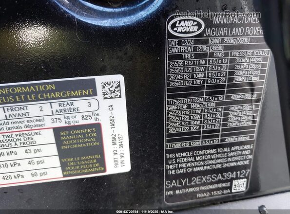 SALYL2EX5SA394127 2025 LAND ROVER RANGE ROVER VELAR Black Շարժիչի բաժամունքի տեսք