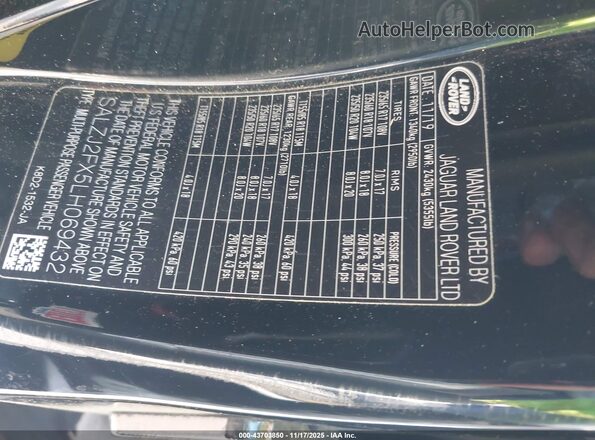 SALZJ2FX5LH069432 2020 LAND ROVER RANGE ROVER EVOQUE Black Widok komory silnika