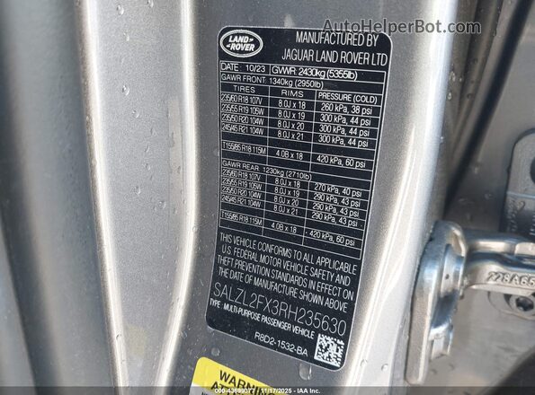 SALZL2FX3RH235630 2024 LAND ROVER RANGE ROVER EVOQUE Серый Вид подкапотного пространства