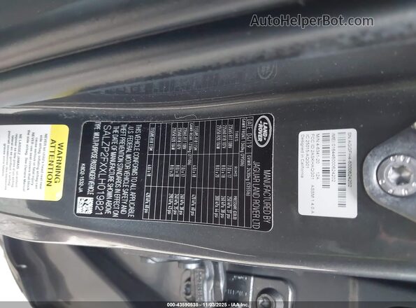 SALZP2FXXLH019821 2020 LAND ROVER RANGE ROVER EVOQUE Серый Вид подкапотного пространства