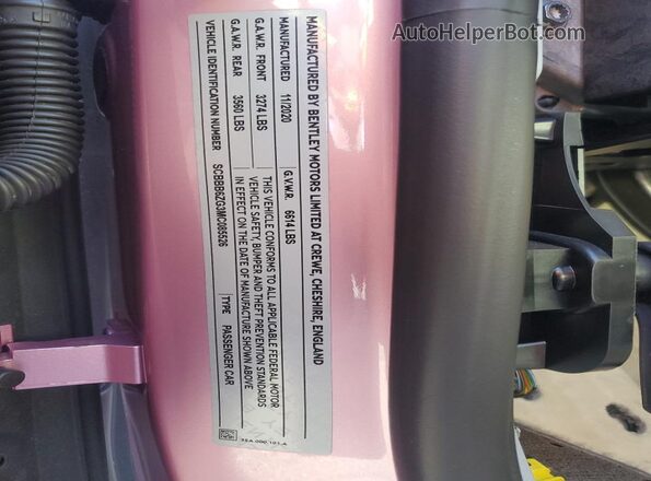 SCBBB6ZG3MC085526 2021 BENTLEY OTHER Pink Вид наклейки з VIN-кодом