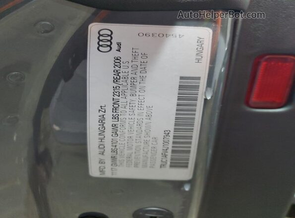 TRUC1AFV4J1007943 2018 AUDI TT Gray Շարժիչի բաժամունքի տեսք