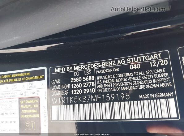W1K1K5KB7MF159195 2021 MERCEDES-BENZ E-CLASS Black Вид підкапотного простору