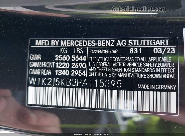 W1K2J5KB3PA115395 2023 MERCEDES-BENZ CLS-CLASS Black Widok komory silnika