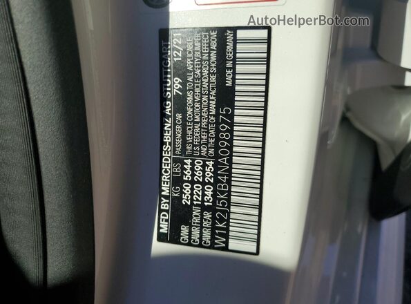 W1K2J5KB4NA098975 2022 MERCEDES-BENZ CLS-CLASS White Вид підкапотного простору