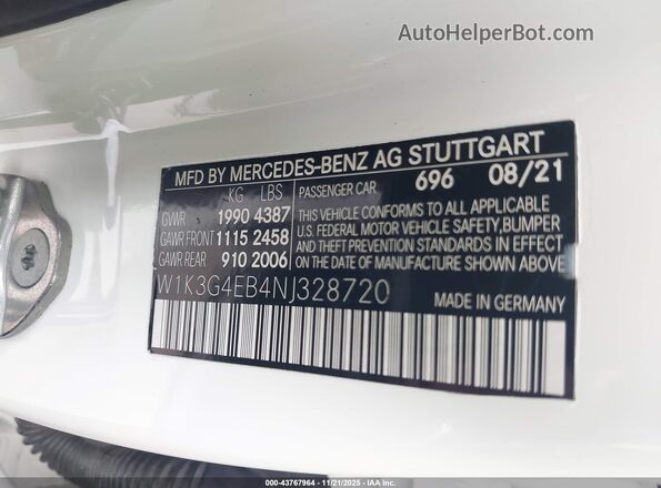 W1K3G4EB4NJ328720 2022 MERCEDES-BENZ A 220 White ძრავის განყოფილების ხედი