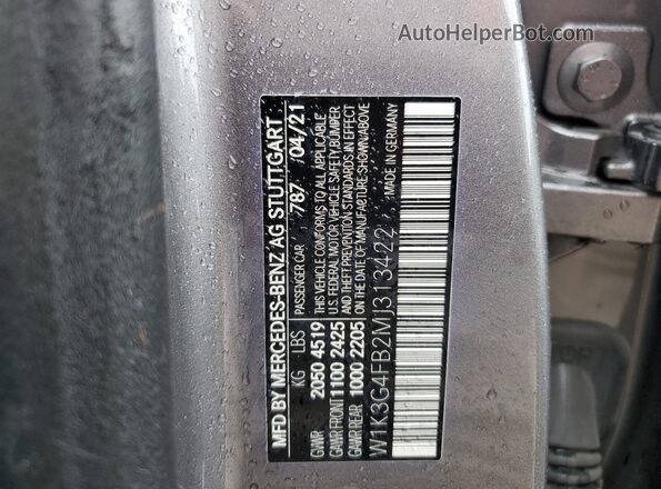 W1K3G4FB2MJ313422 2021 MERCEDES-BENZ A Gray ძრავის განყოფილების ხედი