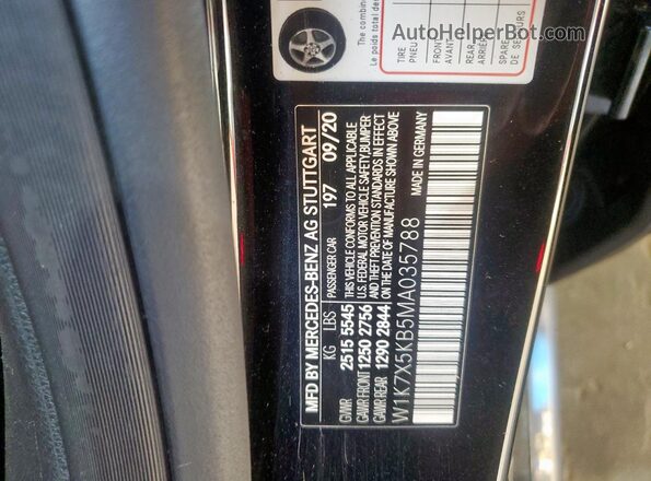 W1K7X5KB5MA035788 2021 MERCEDES-BENZ AMG Black Vista de la etiqueta del VIN