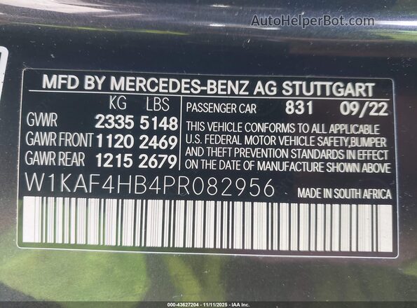 W1KAF4HB4PR082956 2023 MERCEDES-BENZ C-CLASS Black 