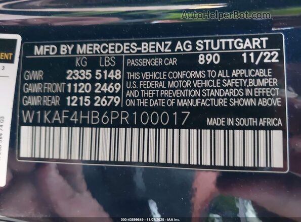 W1KAF4HB6PR100017 2023 MERCEDES-BENZ C-CLASS Blue Engine compartment view