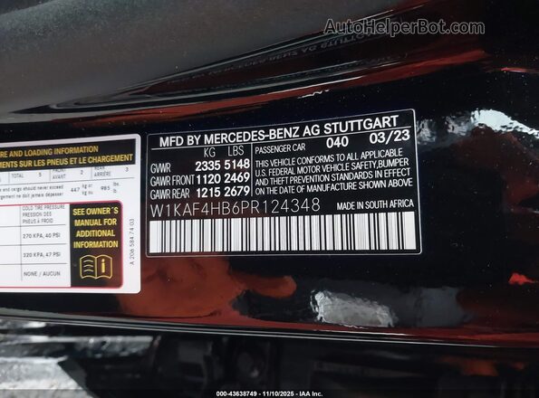W1KAF4HB6PR124348 2023 MERCEDES-BENZ C-CLASS Black Engine compartment view