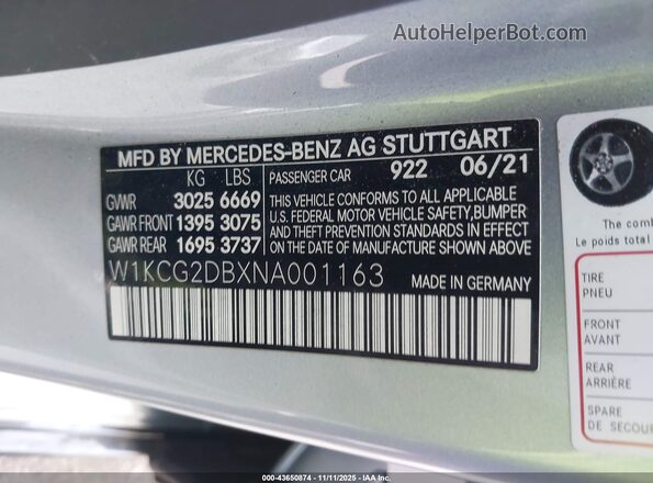W1KCG2DBXNA001163 2022 MERCEDES-BENZ EQS 450+ Gray Вид підкапотного простору