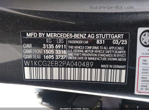W1KCG2EB2PA040489 2023 MERCEDES-BENZ EQS 450 Gray Vista del compartimento del motor