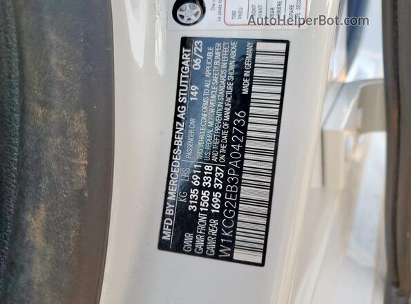 W1KCG2EB3PA042736 2023 MERCEDES-BENZ EQS White Вид наклейки з VIN-кодом