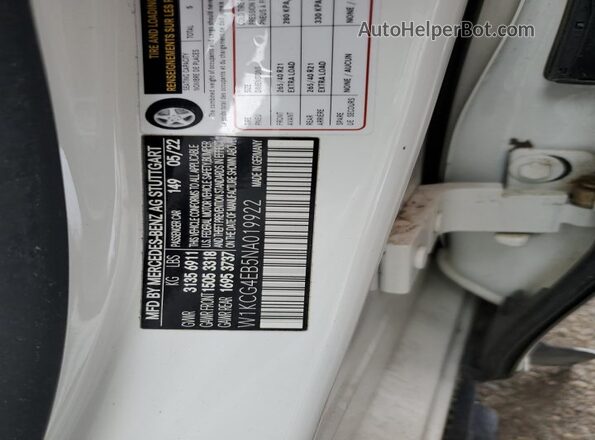 W1KCG4EB5NA019922 2022 MERCEDES-BENZ EQS White Vista del compartimento del motor