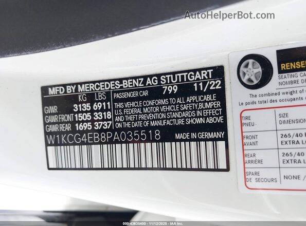 W1KCG4EB8PA035518 2023 MERCEDES-BENZ EQS 580 White ძრავის განყოფილების ხედი