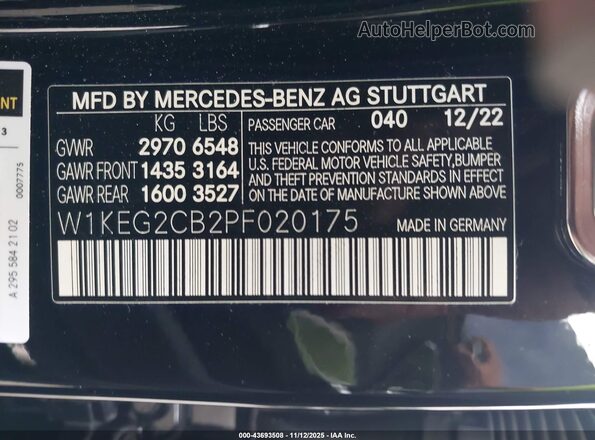 W1KEG2CB2PF020175 2023 MERCEDES-BENZ EQE 500 Black Շարժիչի բաժամունքի տեսք