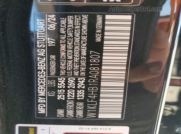 W1KLF4HB1RA081807 2024 MERCEDES-BENZ E Black 