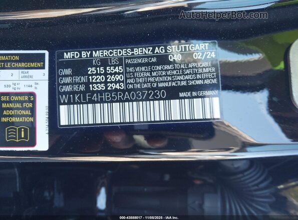 W1KLF4HB5RA037230 2024 MERCEDES-BENZ E-CLASS Черный Вид подкапотного пространства