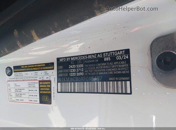 W1KMJ6CB6RF015407 2024 MERCEDES-BENZ AMG CLE 53 White Vista del compartimento del motor