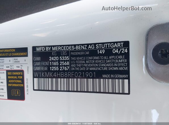 W1KMK4HB8RF021901 2024 MERCEDES-BENZ CLE 300 White ძრავის განყოფილების ხედი